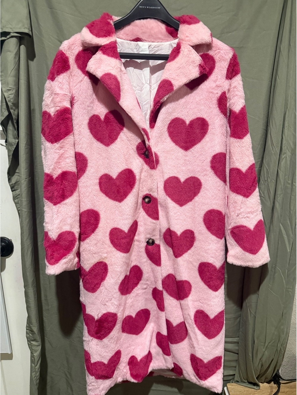 Pink heart plush coat